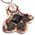 Ceramic Goddess with Labradorite Wall Art 02